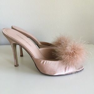 Maribou-trimmed satin mules, 7